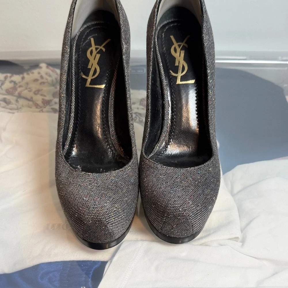 Yves Saint Laurent tribetoo Sparkling Black Heels